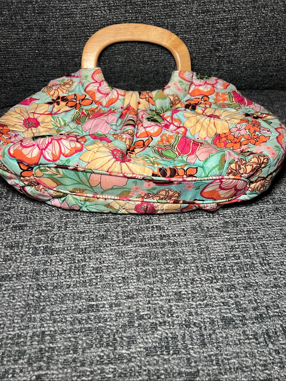 Vera Bradley Quilted Floral Clutch with Wooden Handles | Vintage Style Handbag - Picture 3 of 6